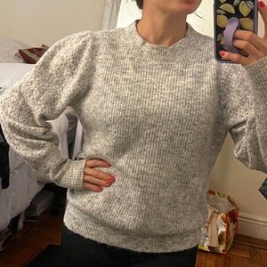 Heirloom Puff Sleeve Grey Heather Sweater